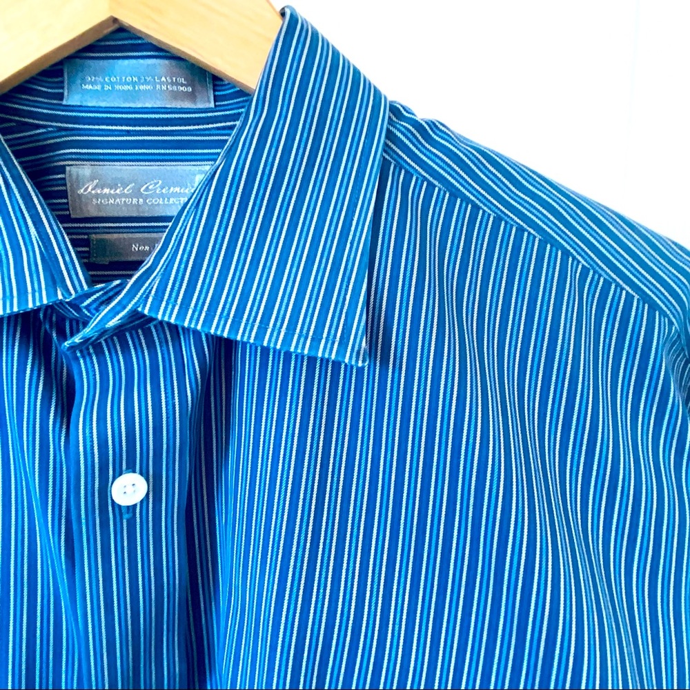 DANIEL CREMIEUX Men's Dress Shirt, Dark Blue, L